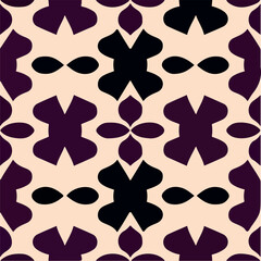 Striking black and white pattern on pink background with dark floral motifs.