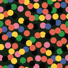 Fototapeta na wymiar Abstract seamless pattern with vintage colorful circles. Round corner geometric shapes.