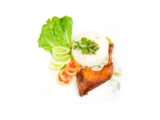 Rice with Fried Chicken on transparent background