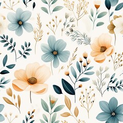 boho flower pattern, bohemian flower patterns in neutral pastel toned palette