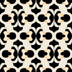 Stylish black and white pattern with charming hearts, reminiscent of Versace.