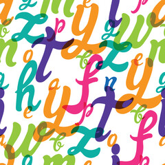 Hand drawn letters seamless pattern. Abstract lettering. Handwritten font.