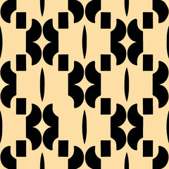 Stylish black and white art nouveau pattern on yellow background.