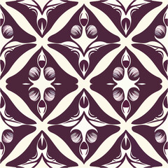 Delicate flower pattern on white. Art nouveau and art deco influence. Graceful seamless design.