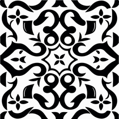 Beautiful black and white abstract design resembling damask or Moorish tiles.