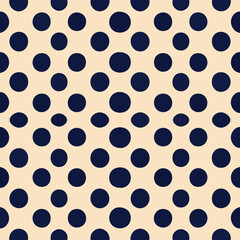 Playful blue polka dot pattern on white background with varying dots, perfect for retro inspired fashion and home decor.