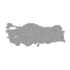 Usak province map, administrative divisions of Turkey. Vector illustration.