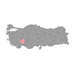 Isparta province map, administrative divisions of Turkey. Vector illustration.