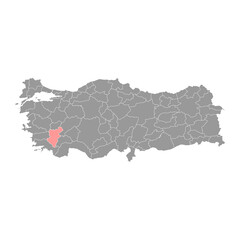 Denizli province map, administrative divisions of Turkey. Vector illustration.