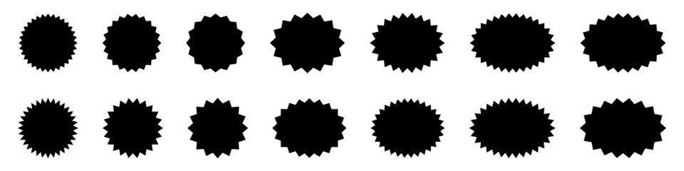 Set of starburst, sunburst badges. Design elements - best for sale sticker, price tag, quality mark. Flat vector illustration isolated on white background.