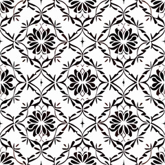 Delicate black and white floral damask pattern. Elegant and vintage design.