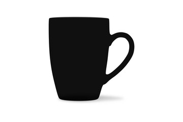 Black coffee or tea mug mockup isolated on white background. 3d rendering.