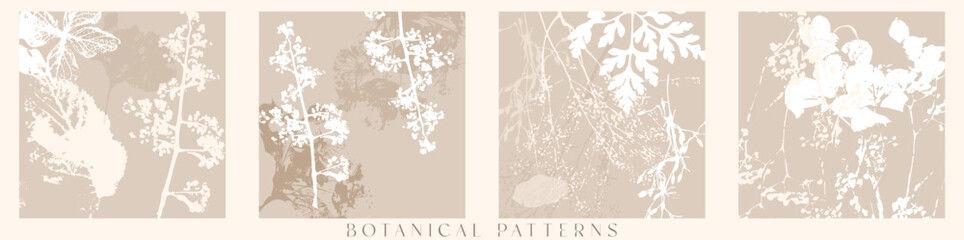 Delicate vector pattern wild flowers botanical background