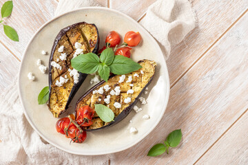Baked eggplant with tomatoes, garlic and paprika