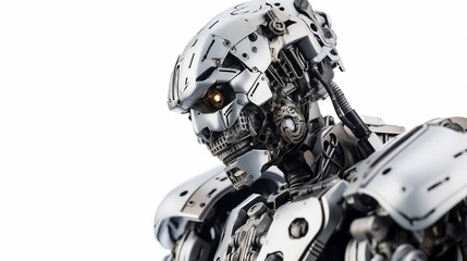 Obraz na płótnie Canvas Futuristic Artificial intelligence, a digital humanoid android robot head.