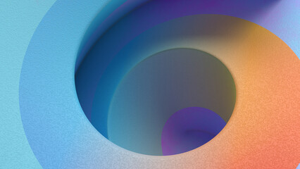 geometric spiral structure with colorful gradient color. Simple 3D background. 3D rendering