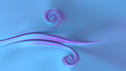 simple floral shape on silky blue background. simple 3D background. 3D rendering