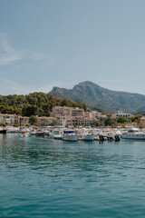 Fototapeta na wymiar Beach and boats in Mallorca, Spain