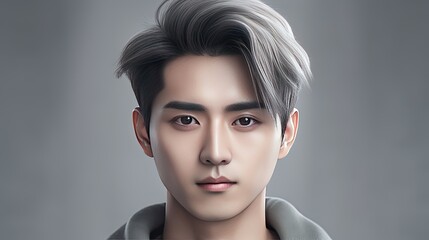 An illustration of a portrait featuring a young and attractive Asian individual. Generative AI