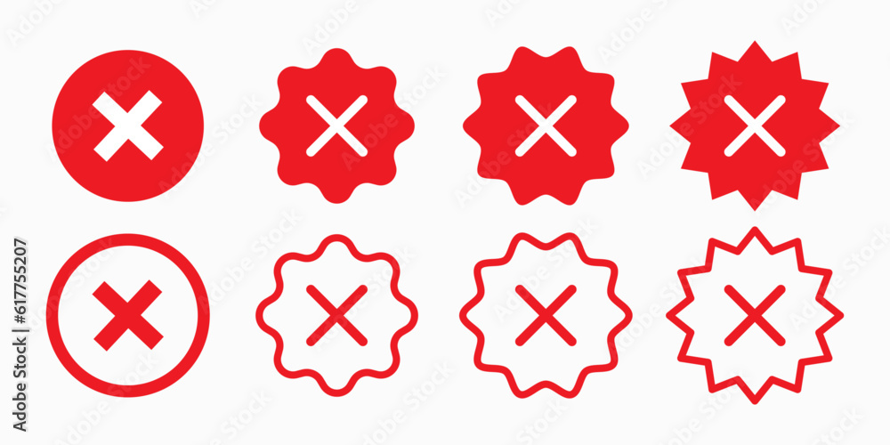 Aufkleber Not verified red color. Cross x vector icon. no wrong symbol. delete, vote sign.
