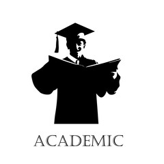 Silhoutte academic school vector, graduate bachelor theme
