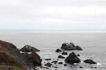 View of the rocks and the sea. Beautiful background of nature.