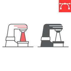 Radiation therapy line and glyph icon, oncology and treatment, radiotherapy vector icon, vector graphics, editable stroke outline and solid sign, eps 10.