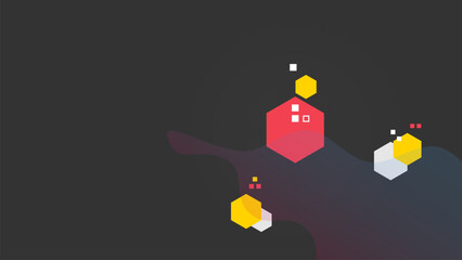 Hexagon Dynamic Wave Modern, Memphis Style, Abstract Background