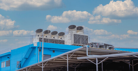 Cooling tower on the roof floor, Cooling system on the mall.