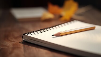 a notebook and pencil on a school background
