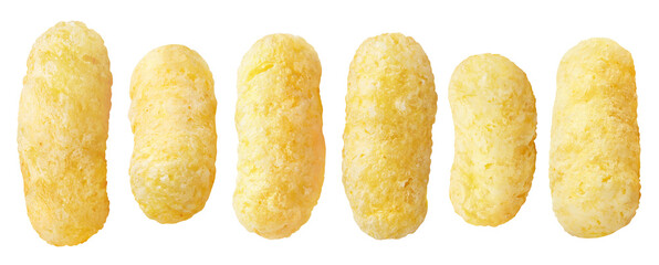 Collection of delicious sweet corn sticks, cut out
