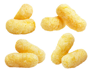 Collection of delicious sweet corn sticks, cut out