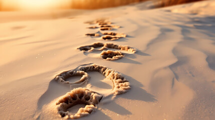 Naklejka na ściany i meble footprints in the sand