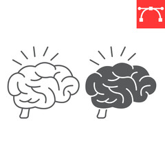 Brain line and glyph icon, solution and business , brain solving vector icon, vector graphics, editable stroke outline sign, eps 10.