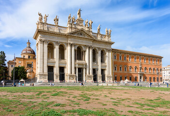 Fototapeta na wymiar Lateran basilica (Archbasilica cathedral of Most Holy Savior and of Saints John Baptist and John Evangelist in the Lateran) in Rome, Italy