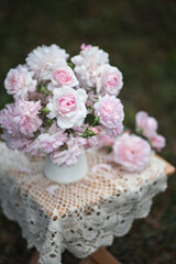 Still-life. Photo of a bouquet of pink roses.
