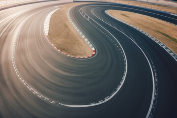 Aerial view of empty car race track, created using generative ai technology