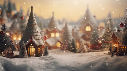 House and Christmas tree in the snow