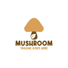Mushroom With Leaf Logo Design Concept Vector Illustration Symbol Icon