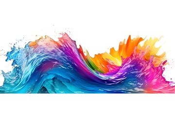Colorful paint splash. Rainbow splash wave design element on the white background, created with Generative AI technology