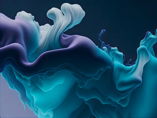 Abstract modern and artistic 3D abstract metallic fluid or porous shapes. Liquid and porous metallic. color paper art illustration background. AI generative