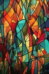 Colourful glass pattern, created using generative ai technology