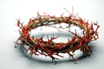Obraz premium Crown of thorns with blood crucifixion of Jesus our Savior Generative AI Illustration