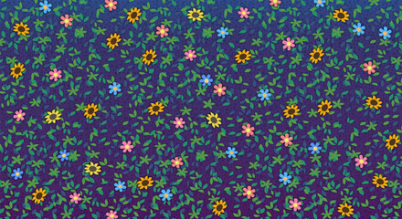小さな花柄の壁紙_青の背景