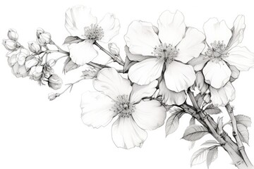 White blossom on white background, created using generative ai technology