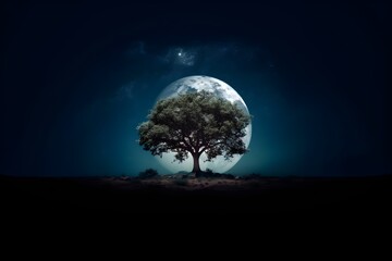 1本の木と幻想的な風景　with generative ai