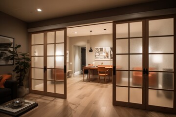 Opened glass tatami door to home office, created using generative ai technology