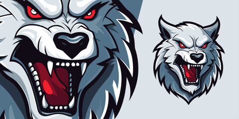 Fierce White Werewolf Mascot: Striking Logo for Competitive Sport and E-Sport Teams - Vector Graphic