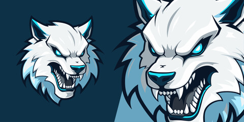 Bold White Werewolf Mascot: Ferocious Logo for Dominant Sport and E-Sport Teams - Vector Graphic Design