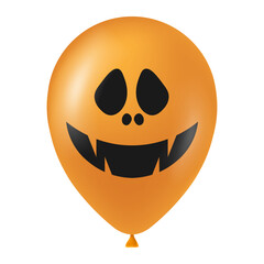 Halloween orange balloon illustration with scary and funny face